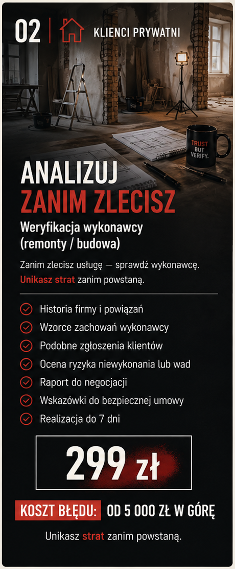Zakres usługi - Weryfikacja wykonawcy