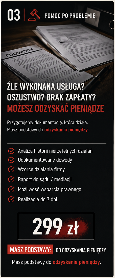 Zakres usługi - Dokumentacja do postępowania